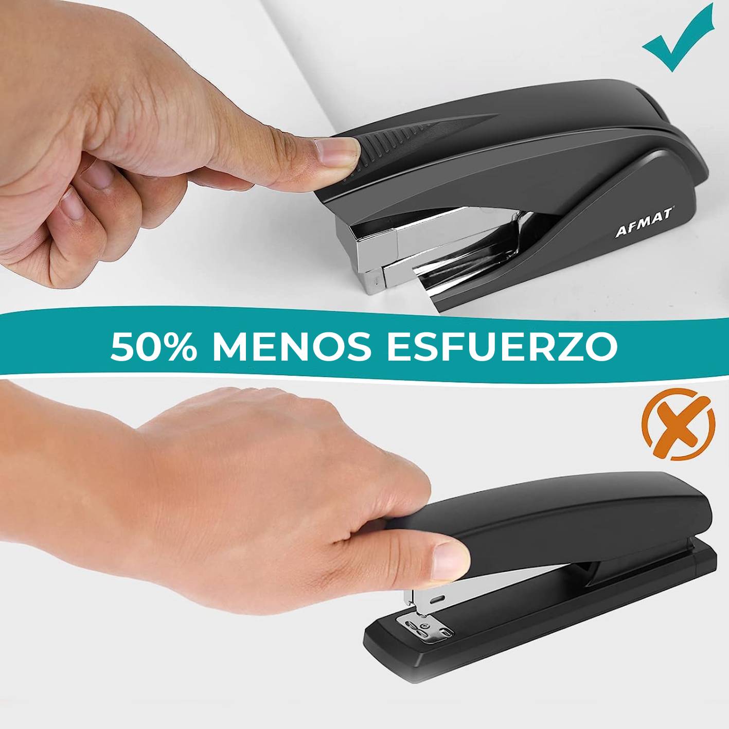 GRAPADORA AFMAT DE BAJO ESFUERZO PARA 50 HOJAS - GRIS