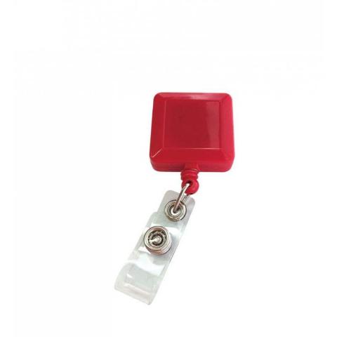 SOPORTE YOYO RETRACTIL CUADRADO ROJO